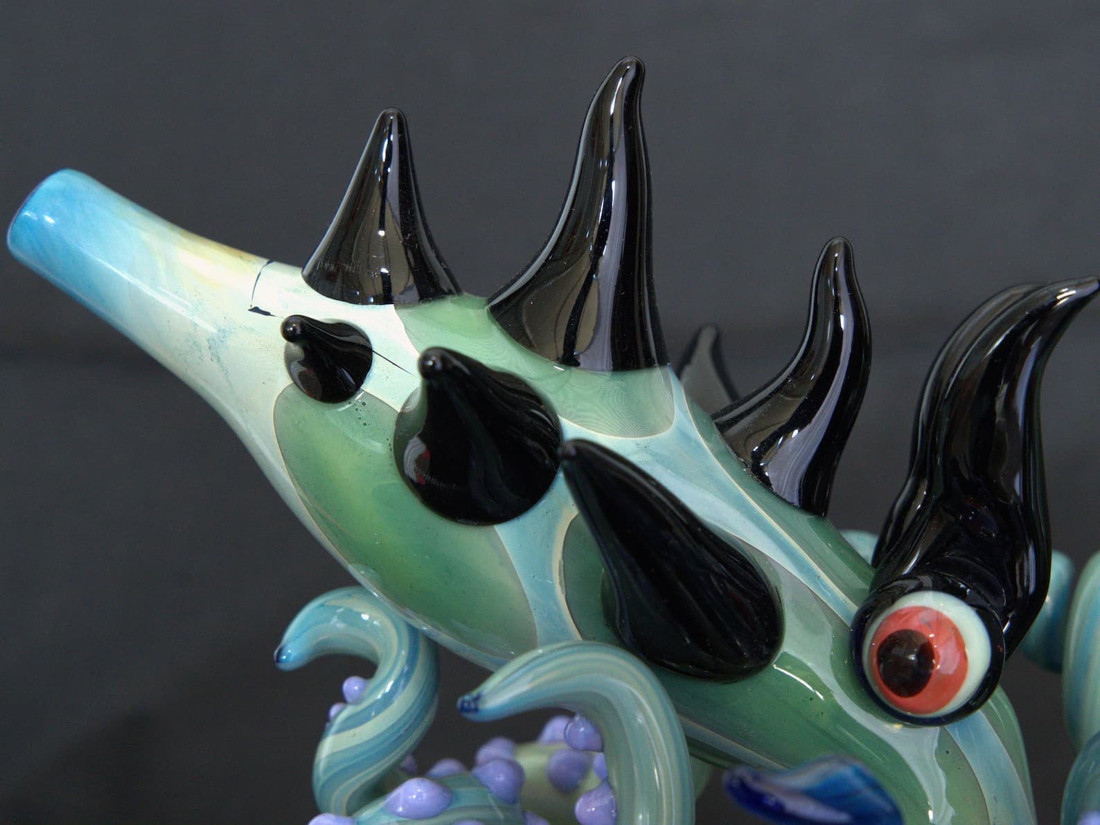 Heady Karken Glass Octopus with Spikes - One-of-a-Kind Glass Art - Thumbnail 2