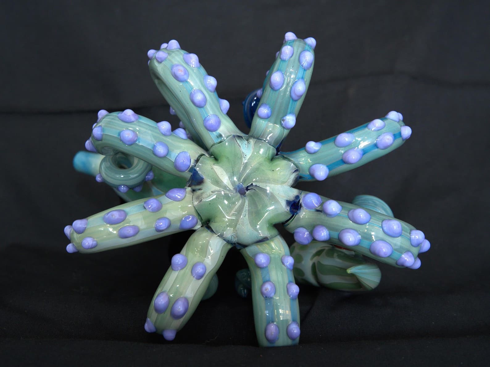 Heady Karken Glass Octopus with Spikes - One-of-a-Kind Glass Art - Thumbnail 6